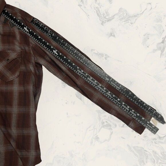Ryan Michael Western Aztec Embroidered Long Sleeve Brown Snap Button Men’s XL - Picture 3 of 9